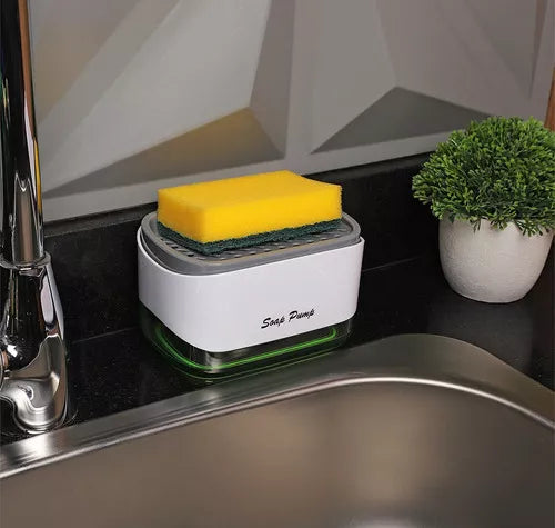 Dispensador Acrílico 2 en 1: Jabón Líquido y esponja