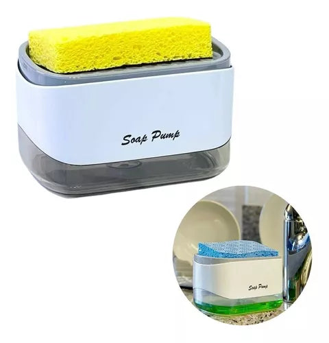 Dispensador Acrílico 2 en 1: Jabón Líquido y esponja