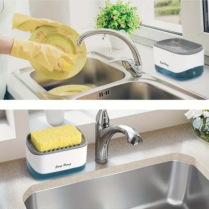 Dispensador Acrílico 2 en 1: Jabón Líquido y esponja