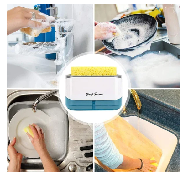 Dispensador Acrílico 2 en 1: Jabón Líquido y esponja