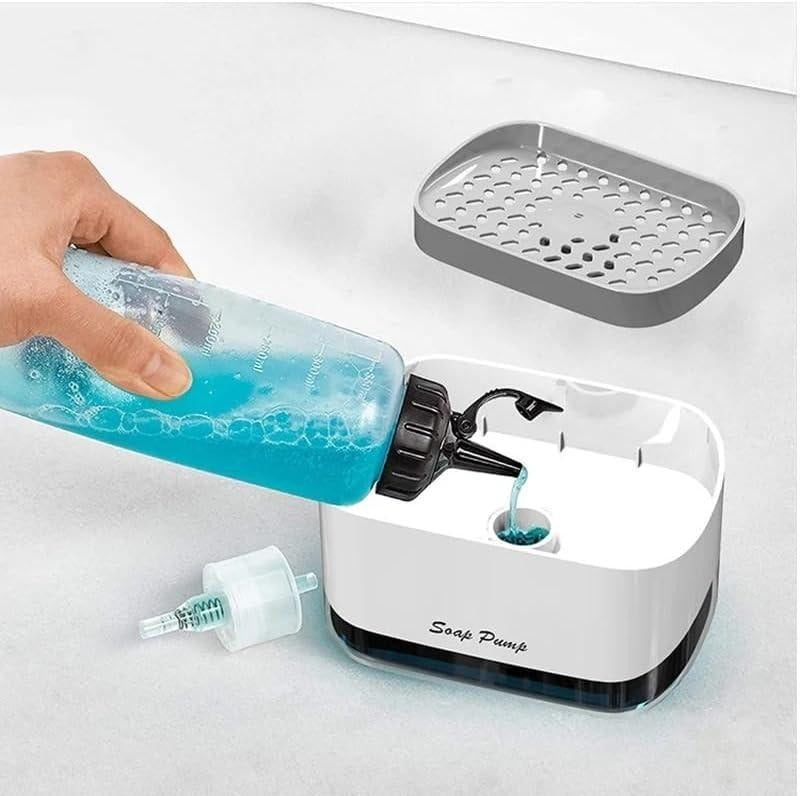 Dispensador Acrílico 2 en 1: Jabón Líquido y esponja