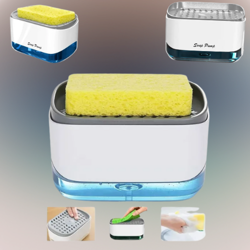 Dispensador Acrílico 2 en 1: Jabón Líquido y esponja